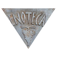Vintage Hand Cut Iron Enoteca Sign