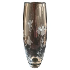 Hand Cut large Rockingham Fuchsia Cascade Crystal Vase