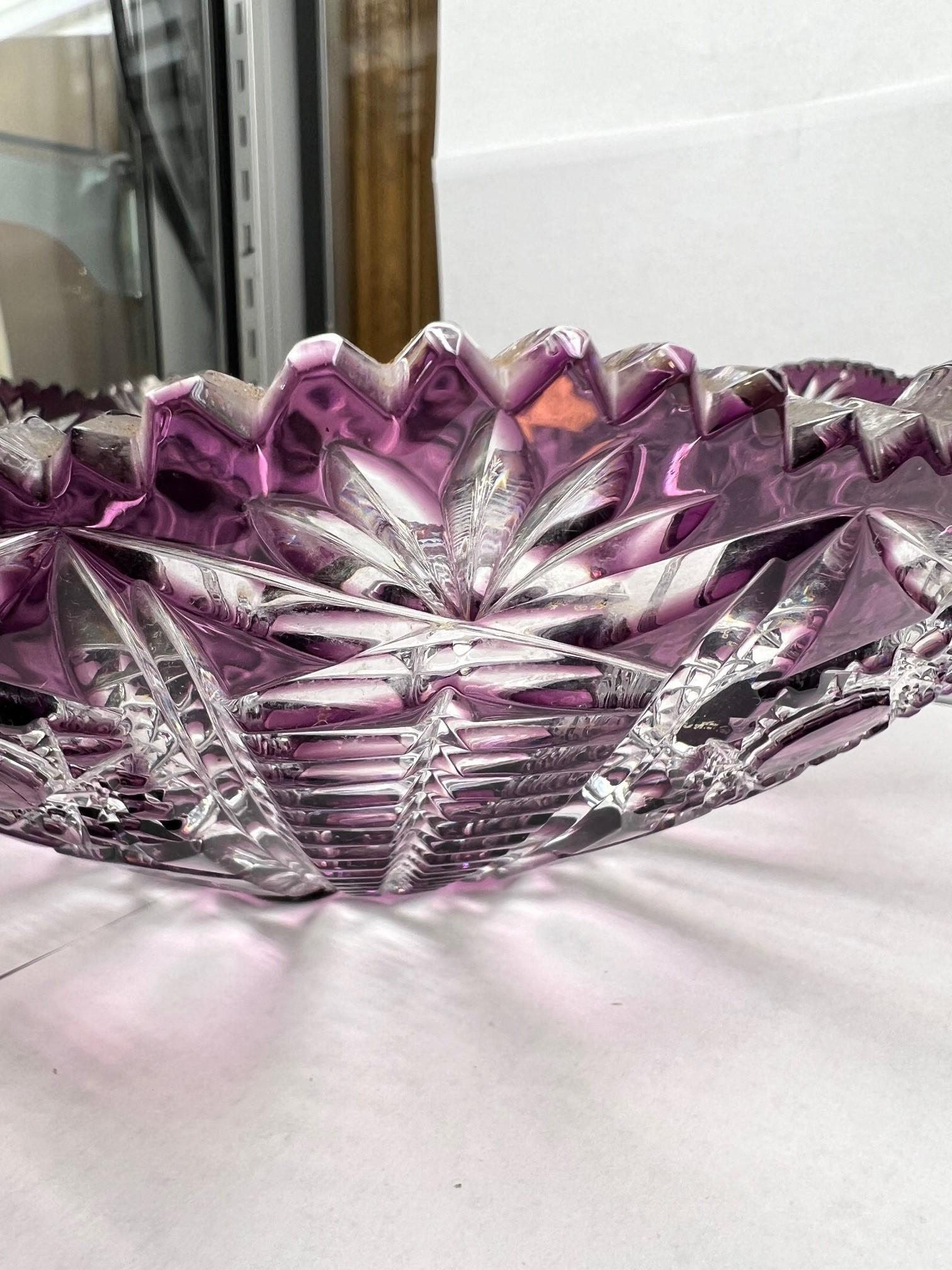 Hand Cut Lead Crystal Fruit Bowl by Caesar Crystal Bohemiae Co. For Sale 1
