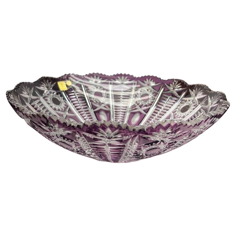 Hand Cut Lead Crystal Fruit Bowl by Caesar Crystal Bohemiae Co. For Sale