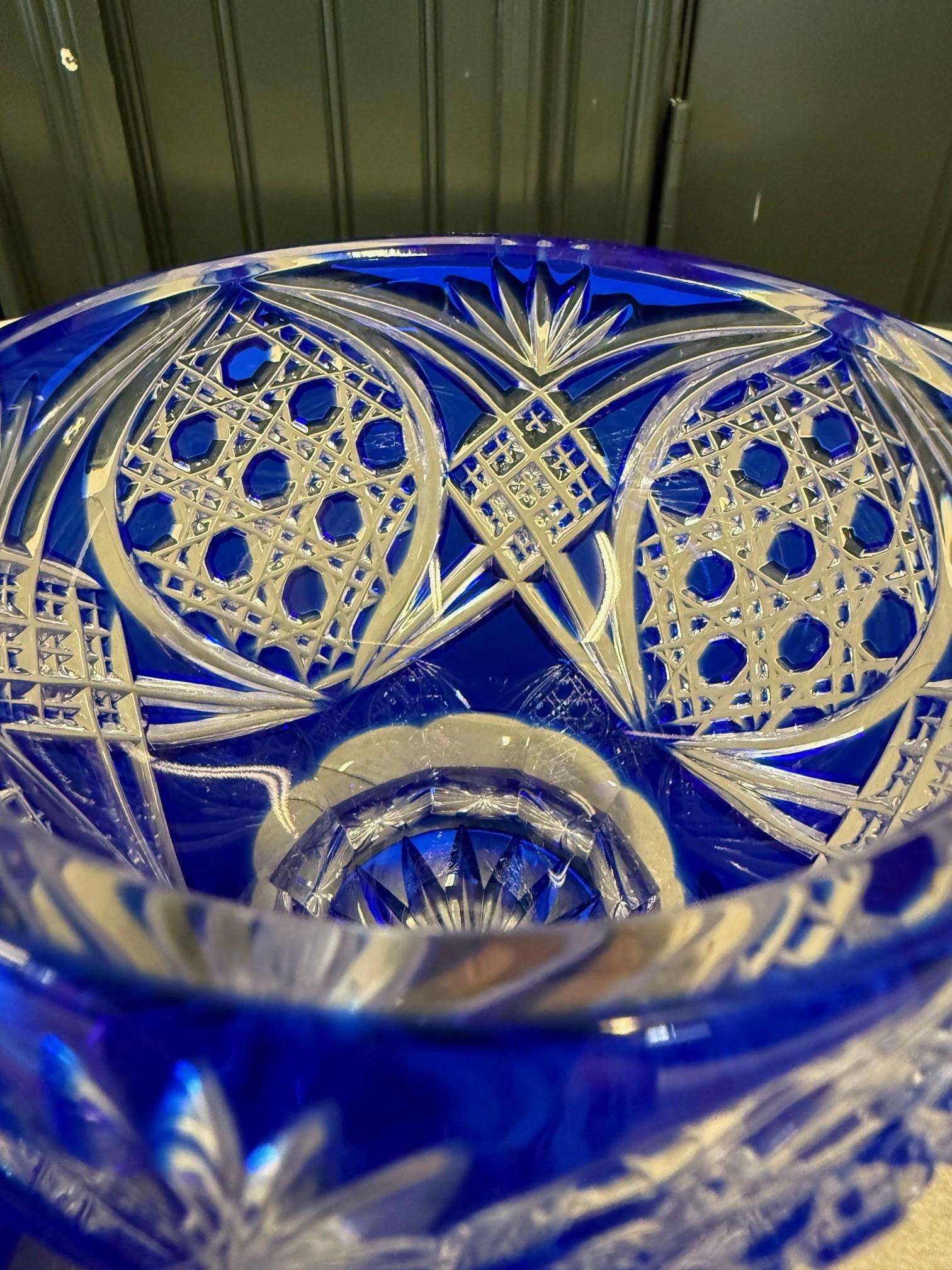 Hand Cut Lead Crystal Candy Dish with Cover by Caesar Crystal Bohemiae Co. For Sale 5
