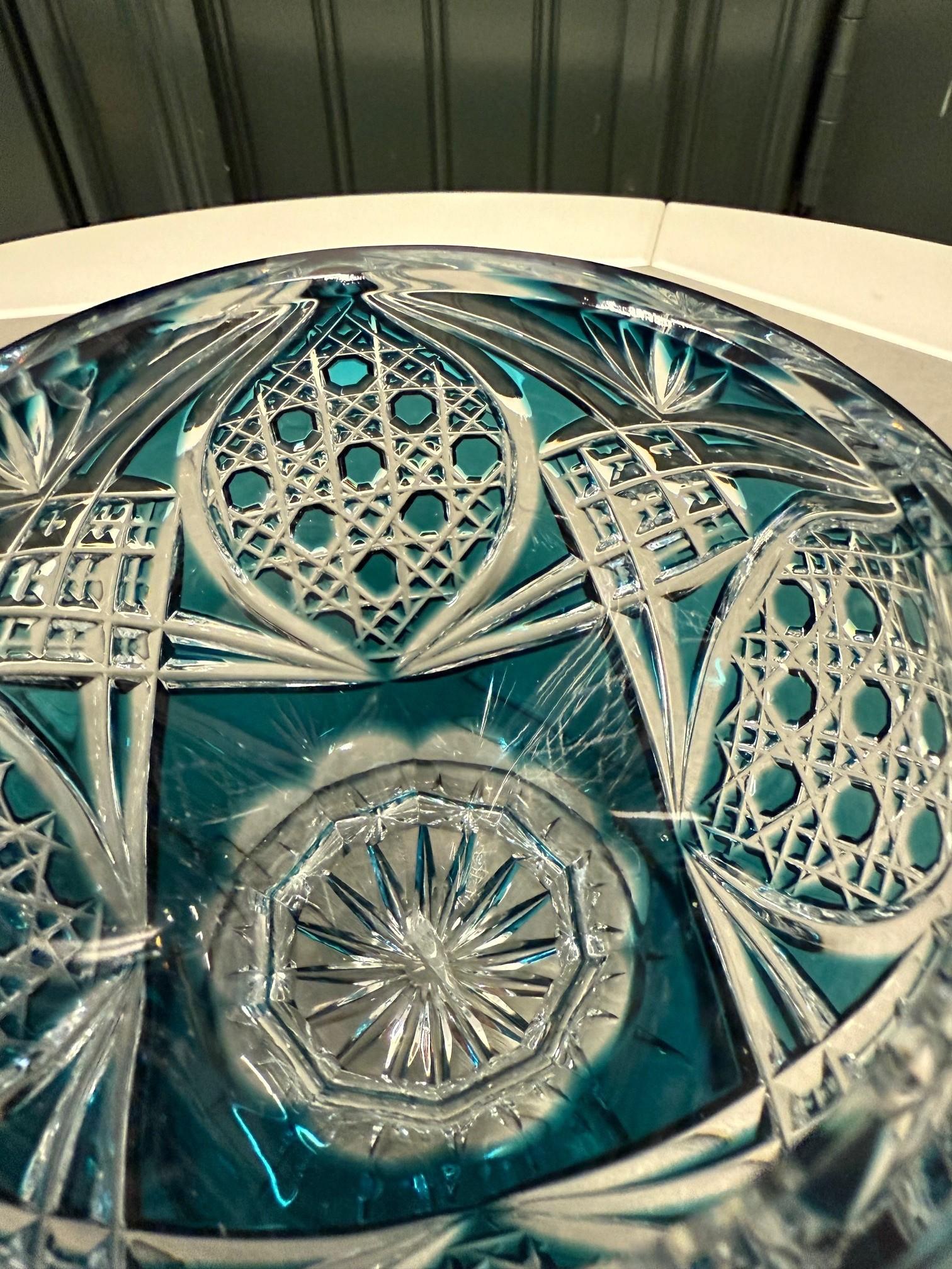 Hand Cut Lead Crystal Candy Dish with Cover by Caesar Crystal Bohemiae Co. en vente 5