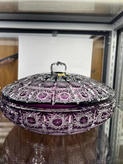 Hand Cut Lead Crystal Candy Dish with Cover by Caesar Crystal Bohemiae Co.