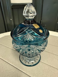Hand Cut Lead Crystal Candy Dish with Cover by Caesar Crystal Bohemiae Co.