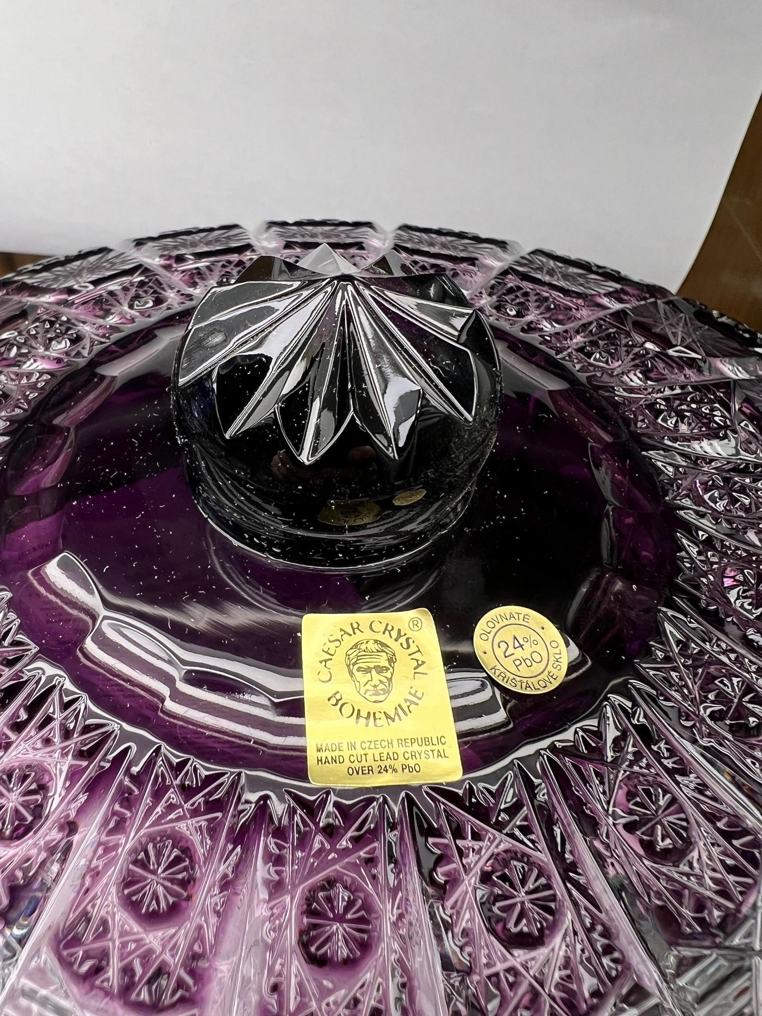 Hand Cut Lead Crystal Candy Dish with Cover by Caesar Crystal Bohemiae Co. 9