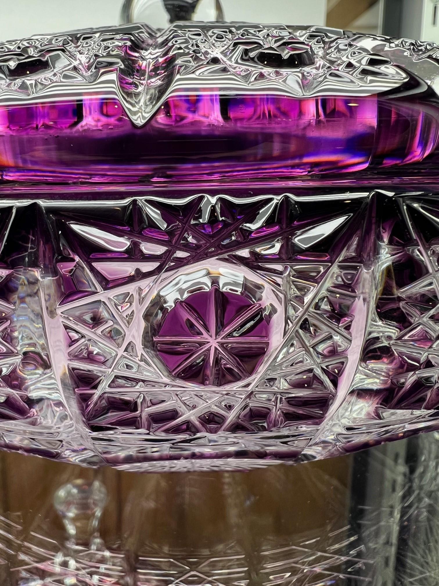 Hand Cut Lead Crystal Candy Dish with Cover by Caesar Crystal Bohemiae Co. 1