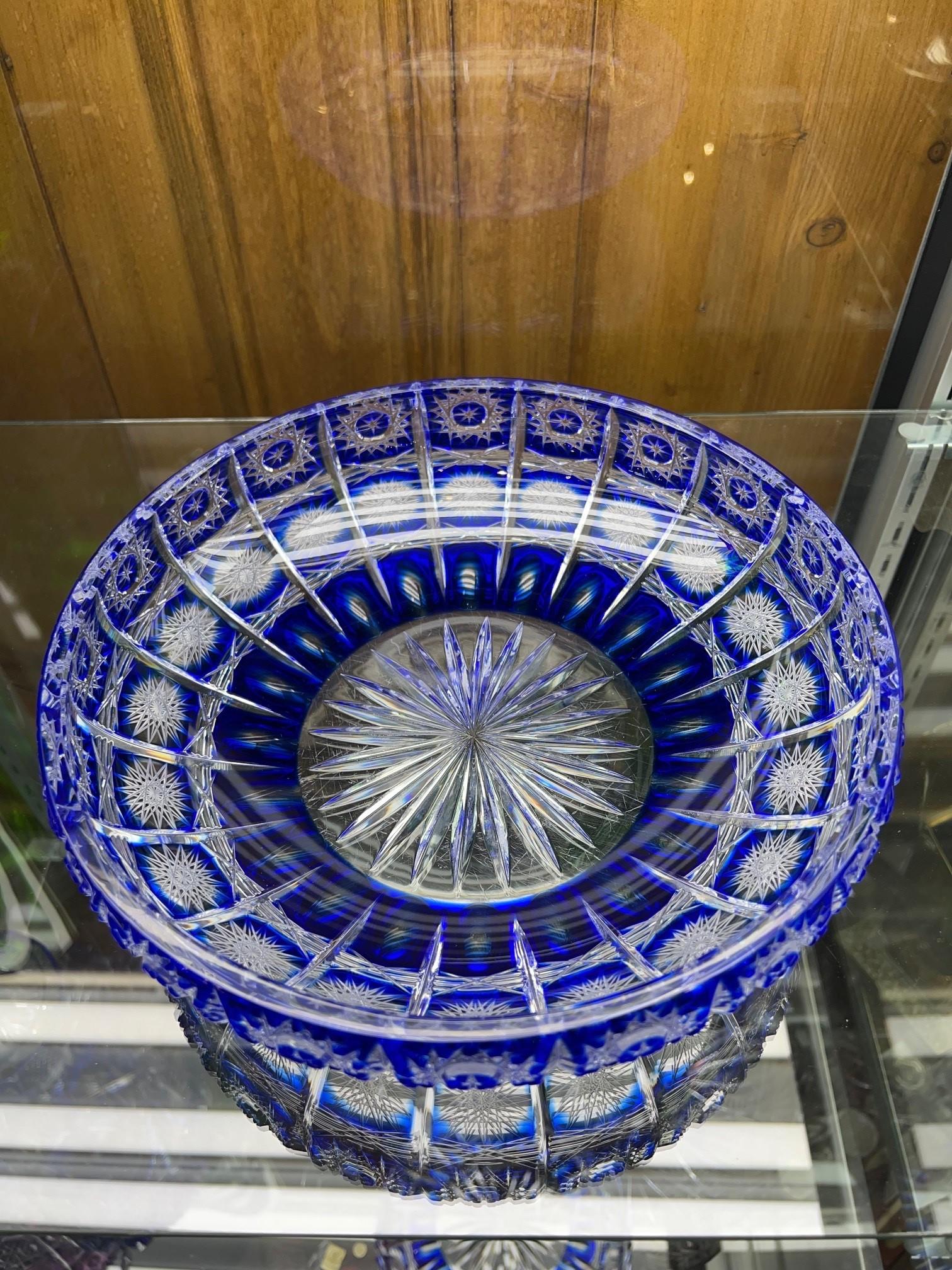 Hand Cut Lead Crystal Candy Dish with Cover by Caesar Crystal Bohemiae Co.  In Good Condition In Stamford, CT