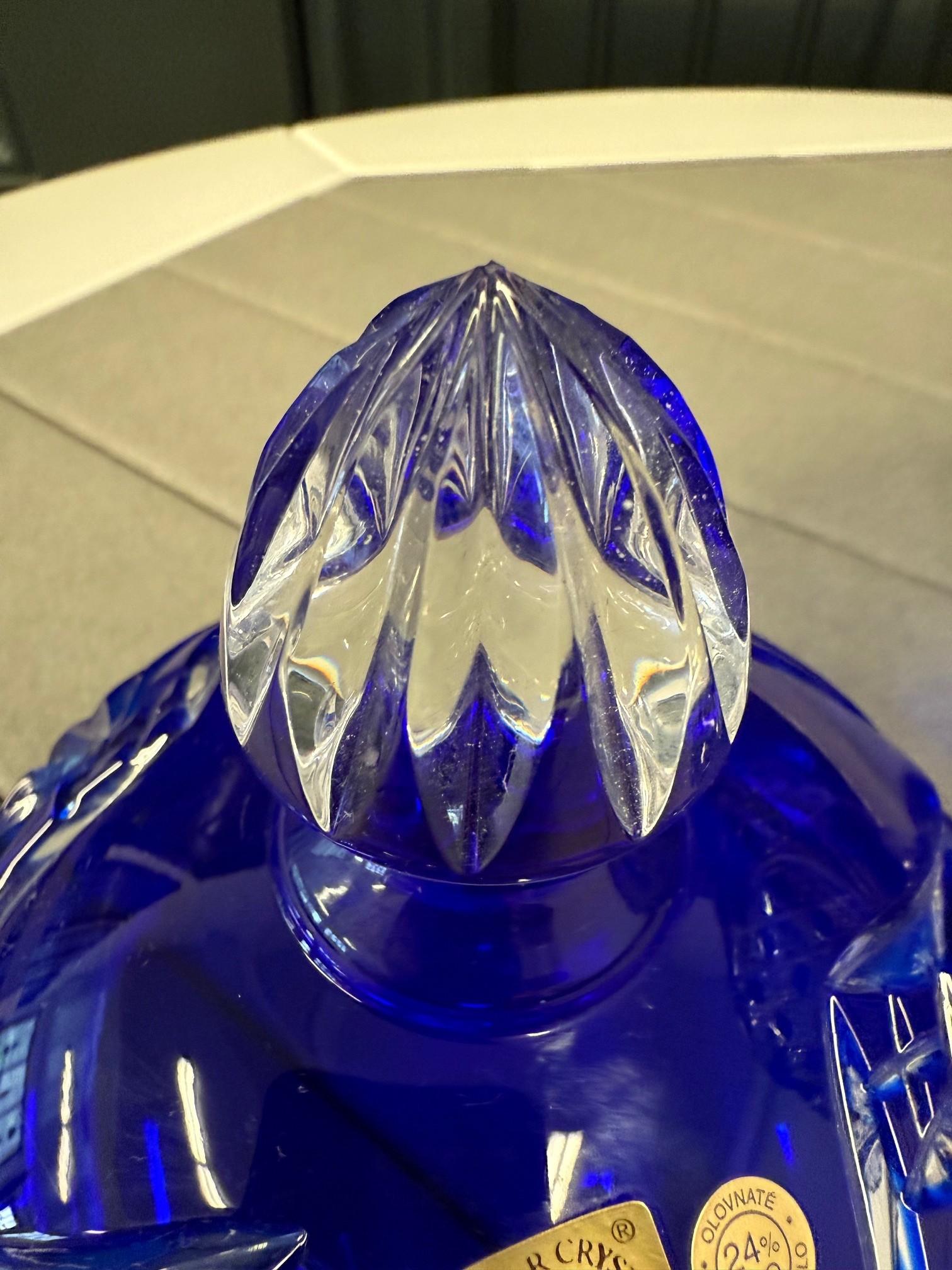 Hand Cut Lead Crystal Candy Dish with Cover by Caesar Crystal Bohemiae Co. For Sale 2
