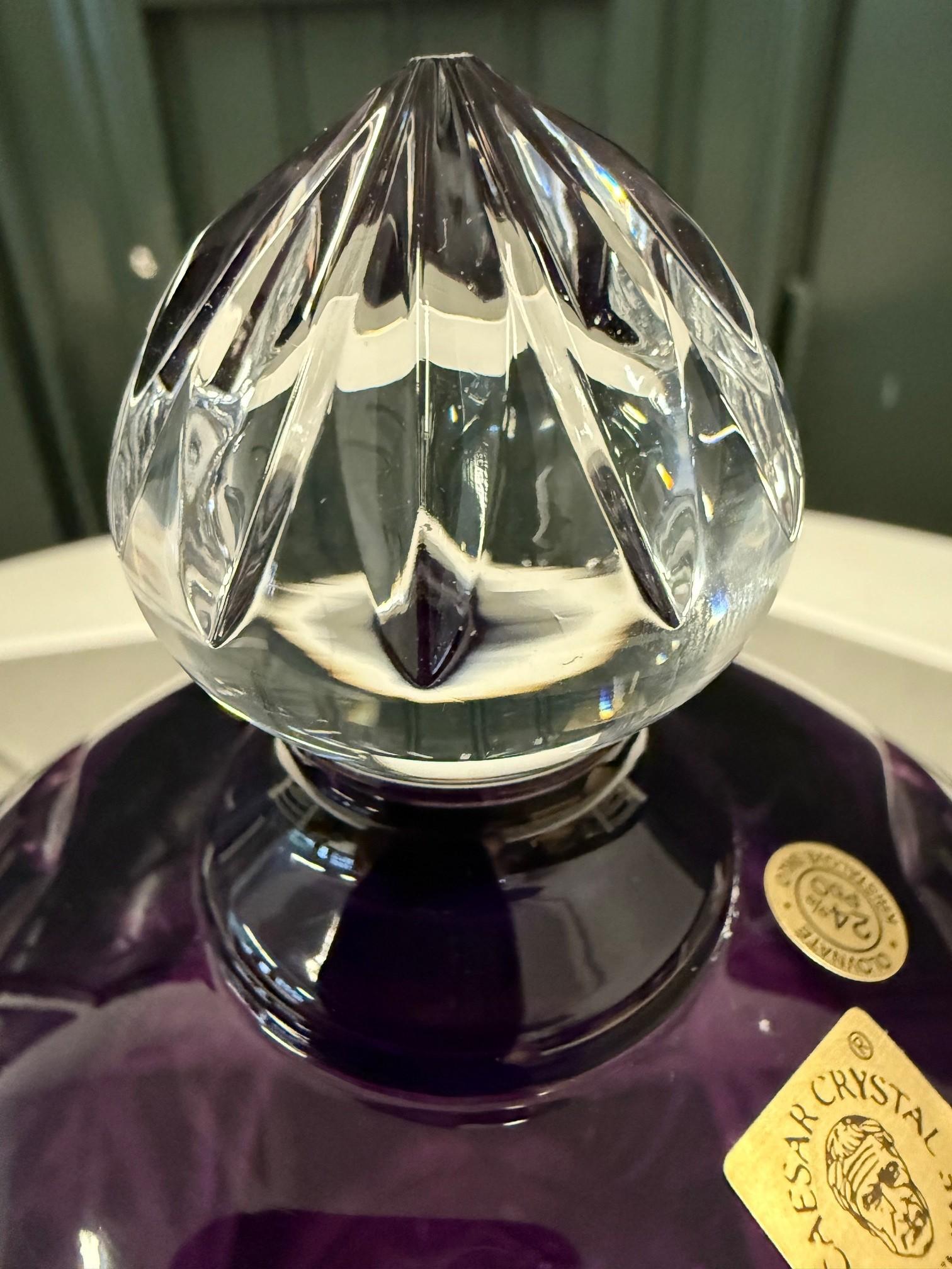 Hand Cut Lead Crystal Candy Dish with Cover by Caesar Crystal Bohemiae Co. For Sale 2
