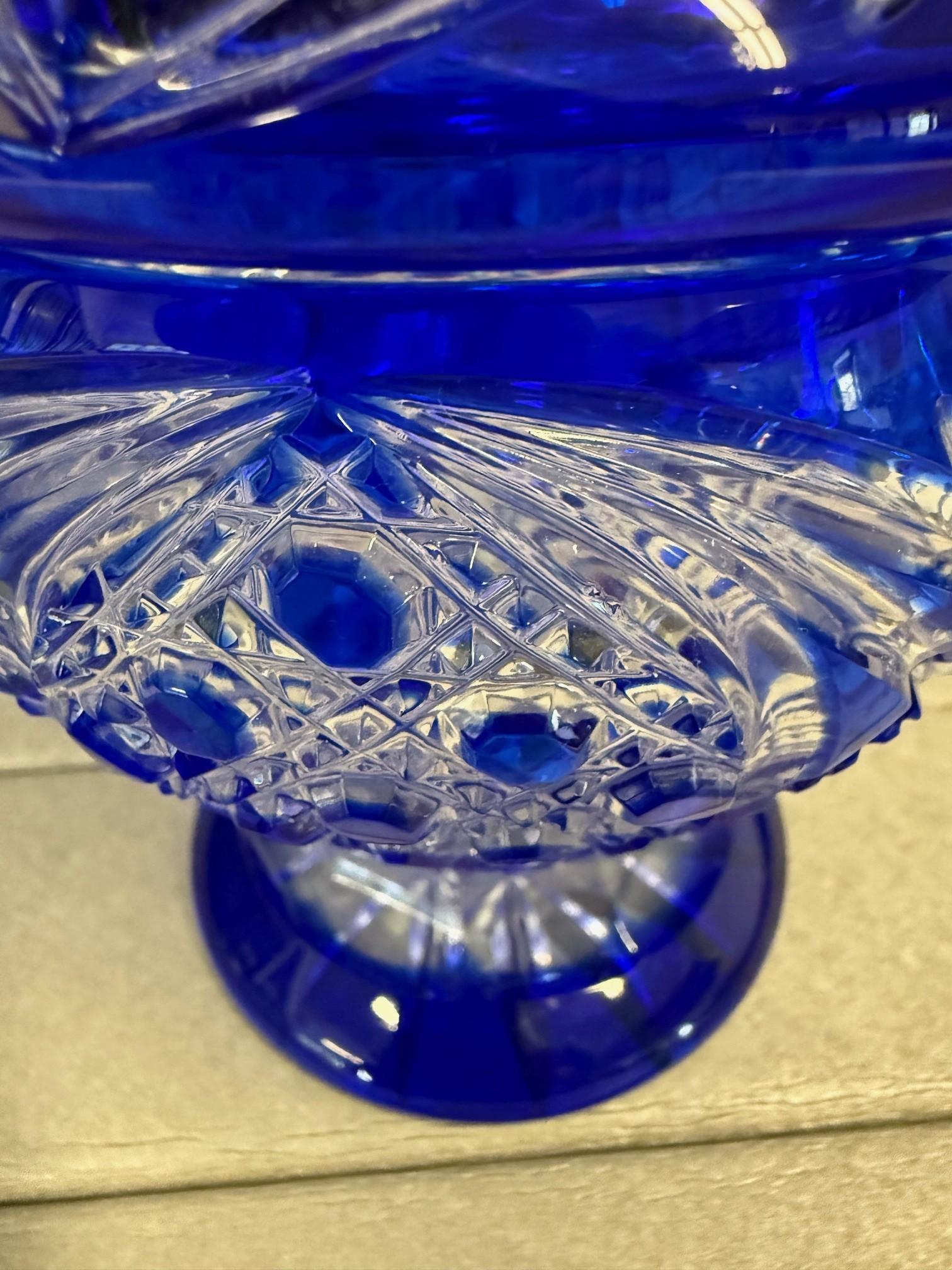 Hand Cut Lead Crystal Candy Dish with Cover by Caesar Crystal Bohemiae Co. For Sale 3