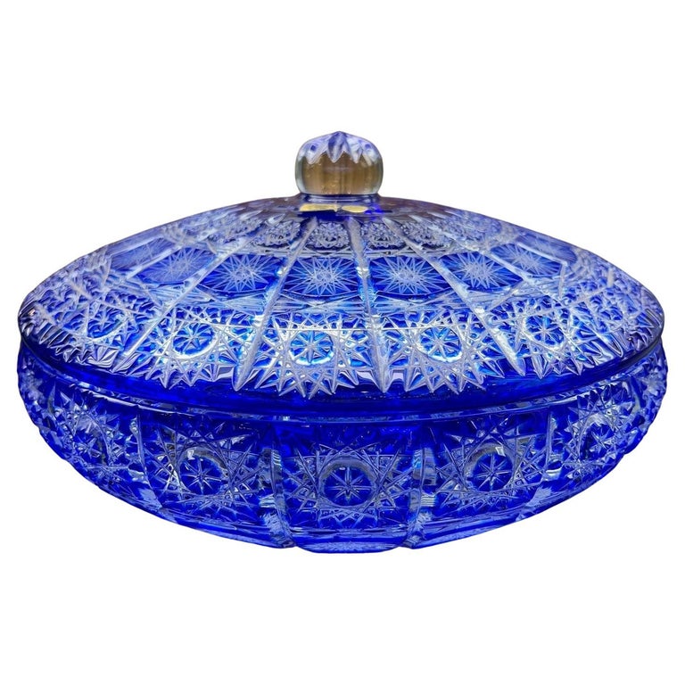 Hand Cut Lead Crystal Candy Dish with Cover by Caesar Crystal Bohemiae