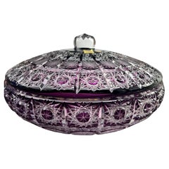 Hand Cut Lead Crystal Candy Dish with Cover by Caesar Crystal Bohemiae Co.
