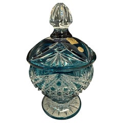 Hand Cut Lead Crystal Candy Dish with Cover by Caesar Crystal Bohemiae Co.