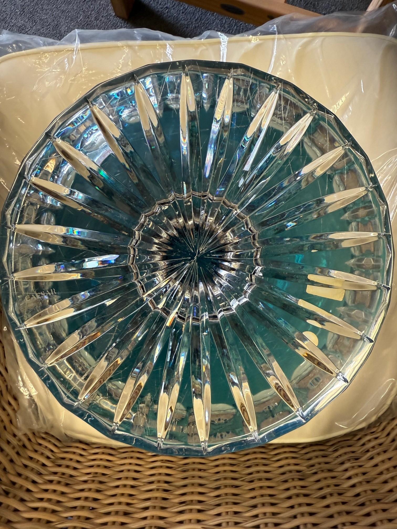 Hand Cut Lead Crystal Centerpiece Pedestal Bowl by Caesar Crystal Bohemiae Co. For Sale 7