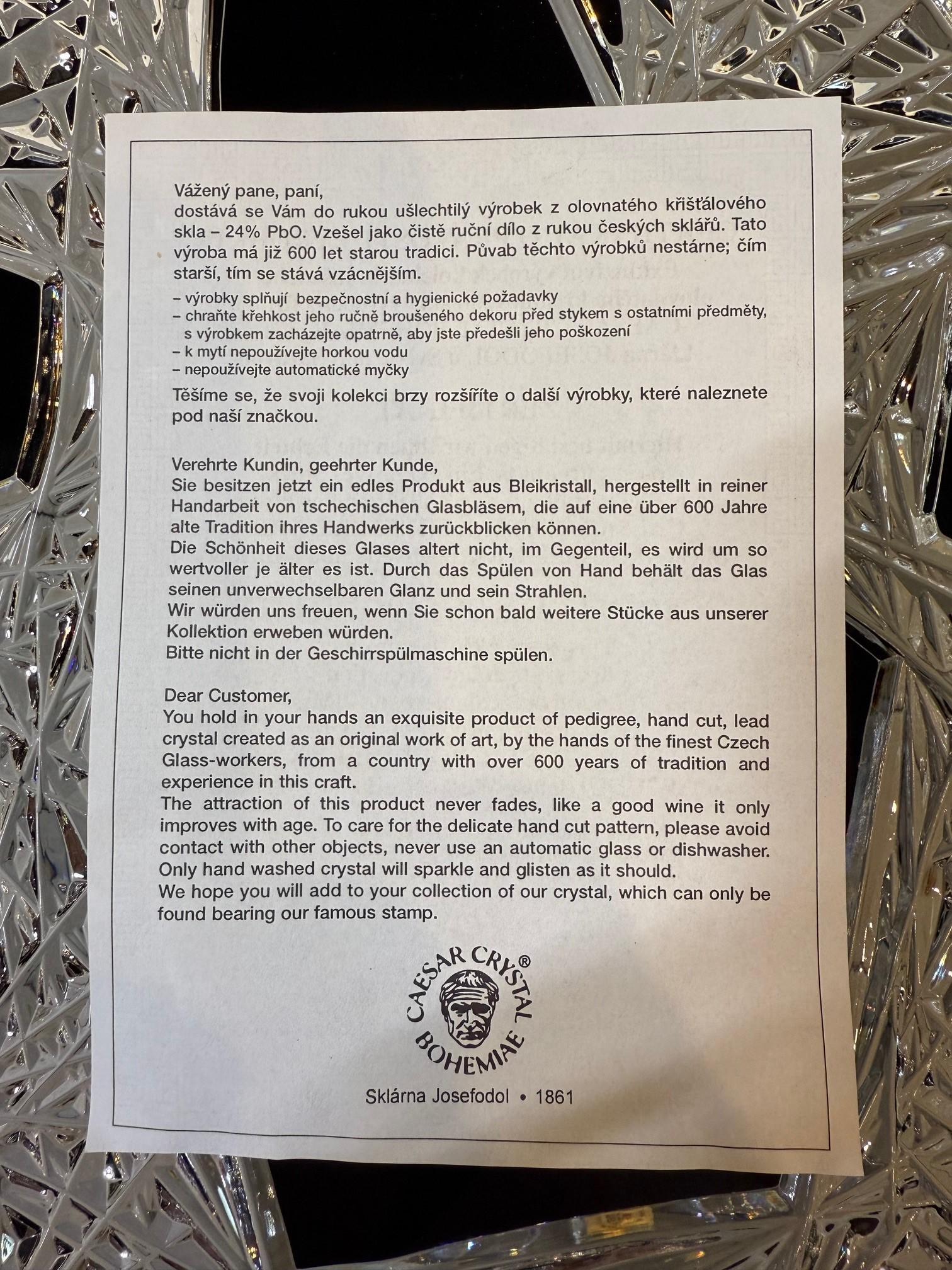Bol de centre de table en cristal de plomb taillé à la main par Caesar Crystal Bohemiae Co. en vente 10
