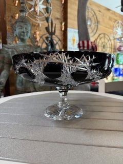 Hand Cut Lead Crystal Centerpiece Pedestal Bowl by Caesar Crystal Bohemiae Co.