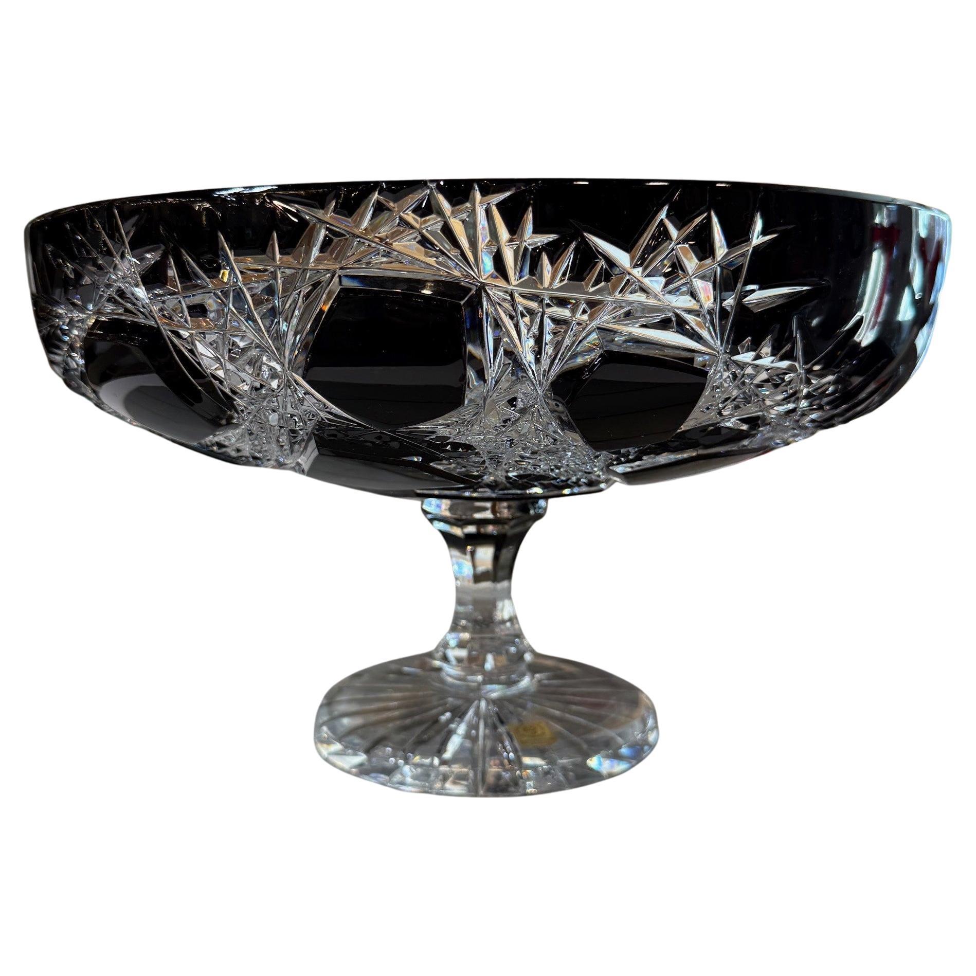 Hand Cut Lead Crystal Centerpiece Pedestal Bowl by Caesar Crystal Bohemiae Co.