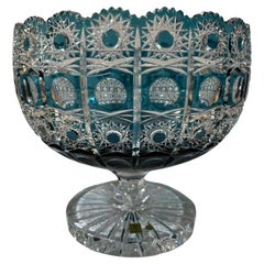 Hand Cut Lead Crystal Centerpiece Pedestal Bowl by Caesar Crystal Bohemiae Co.