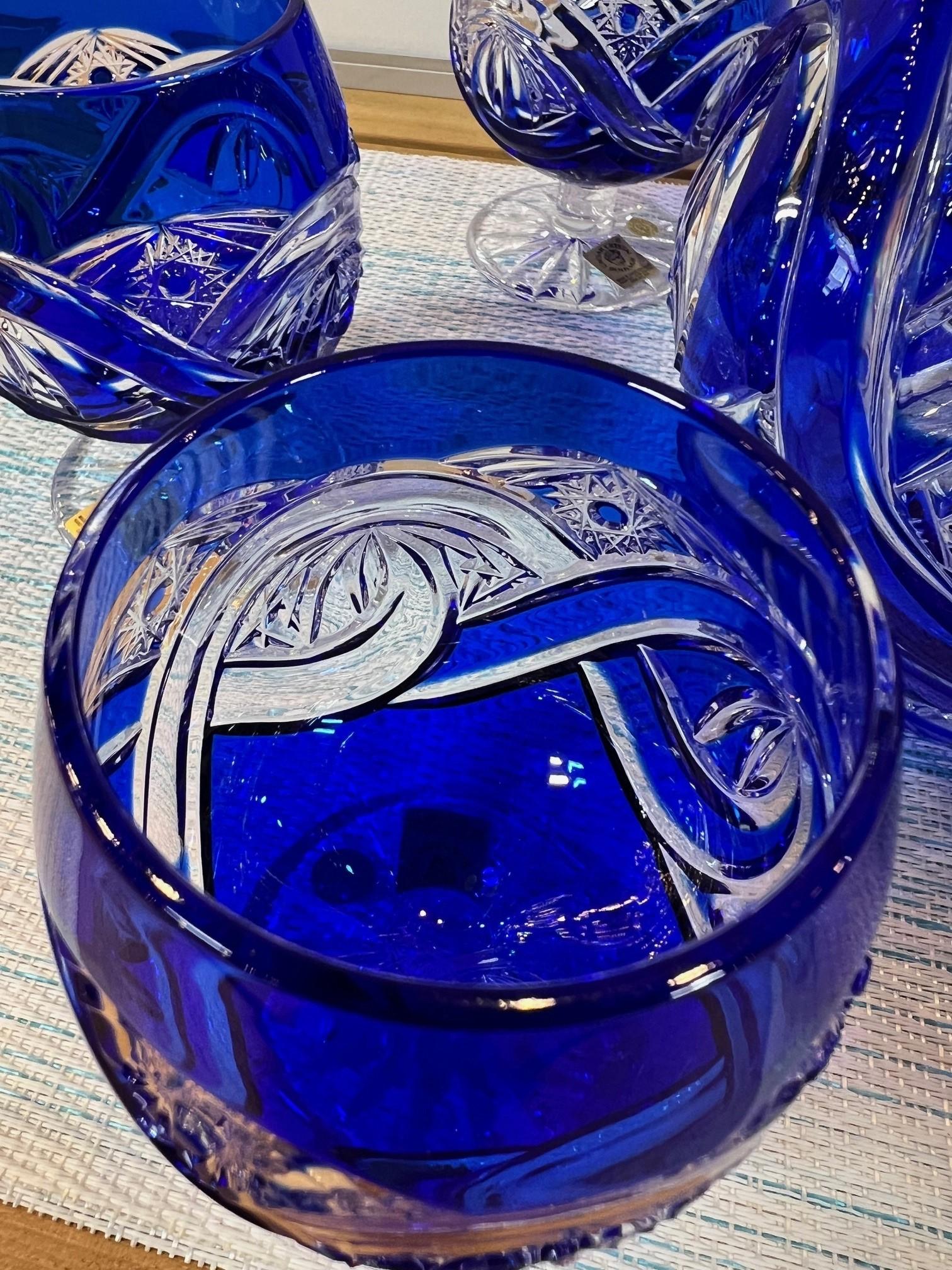 Carafe en cristal de plomb taillé à la main et 6 verres à marque Caesar Crystal Bohemiae Co. en vente 9