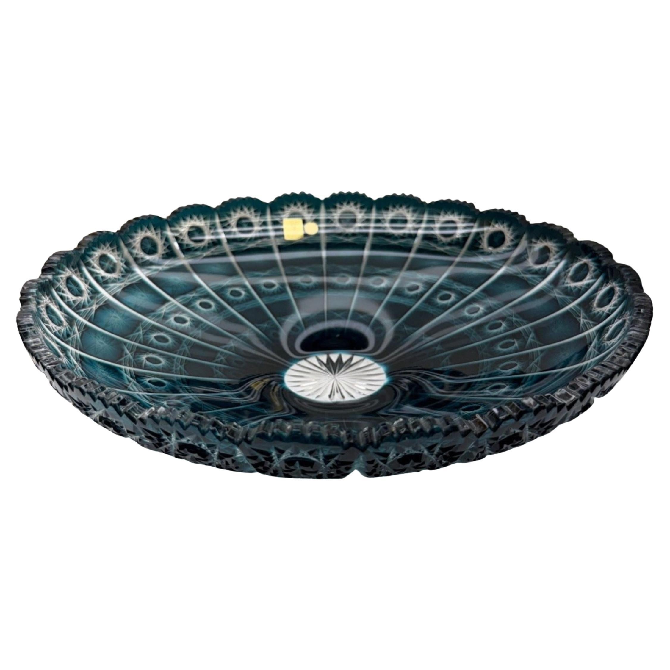 Hand Cut Lead Crystal Fruit Bowl by Caesar Crystal Bohemiae Co. Czech Republic. For Sale