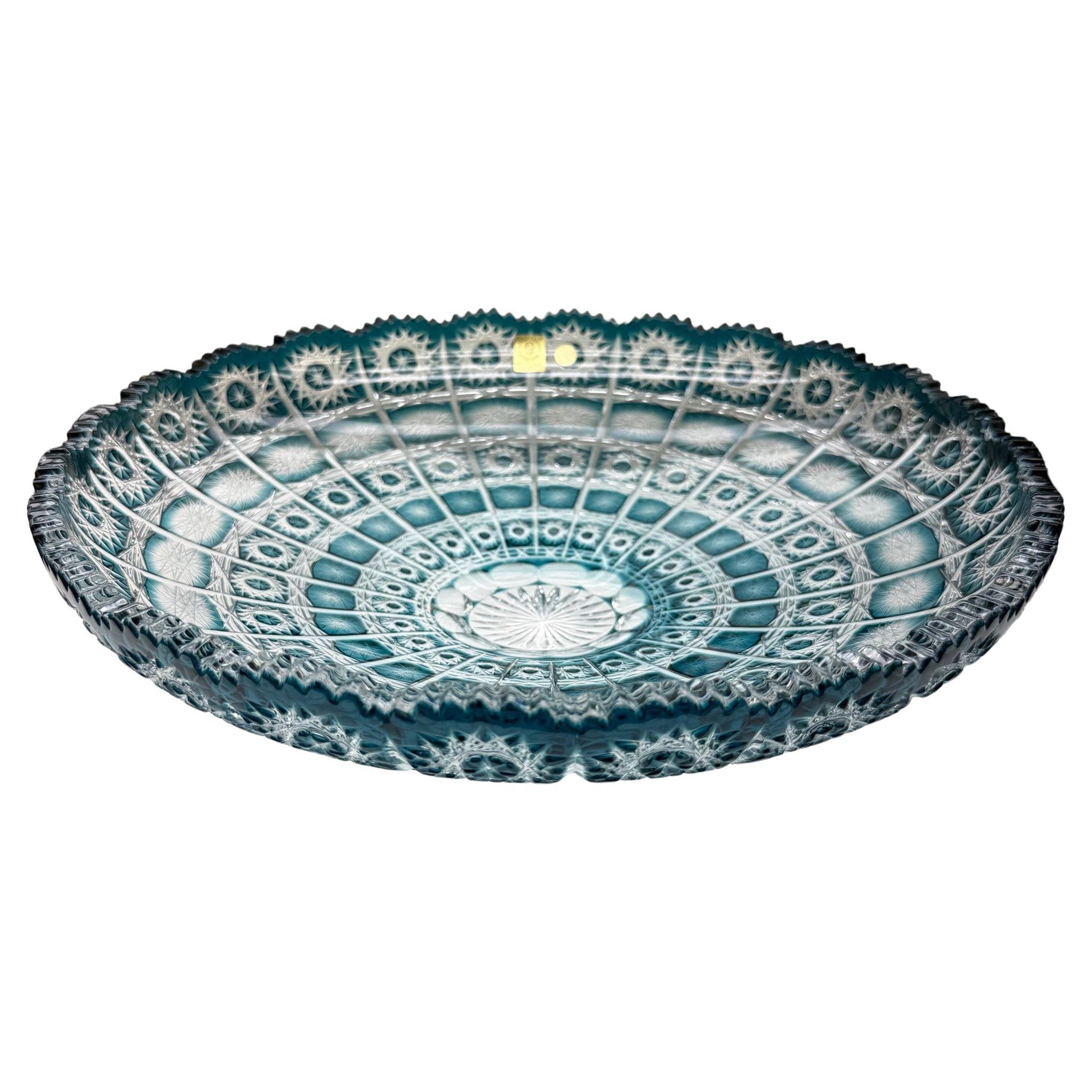 Hand Cut Lead Crystal Fruit Bowl by Caesar Crystal Bohemiae Co. Czech Republic.