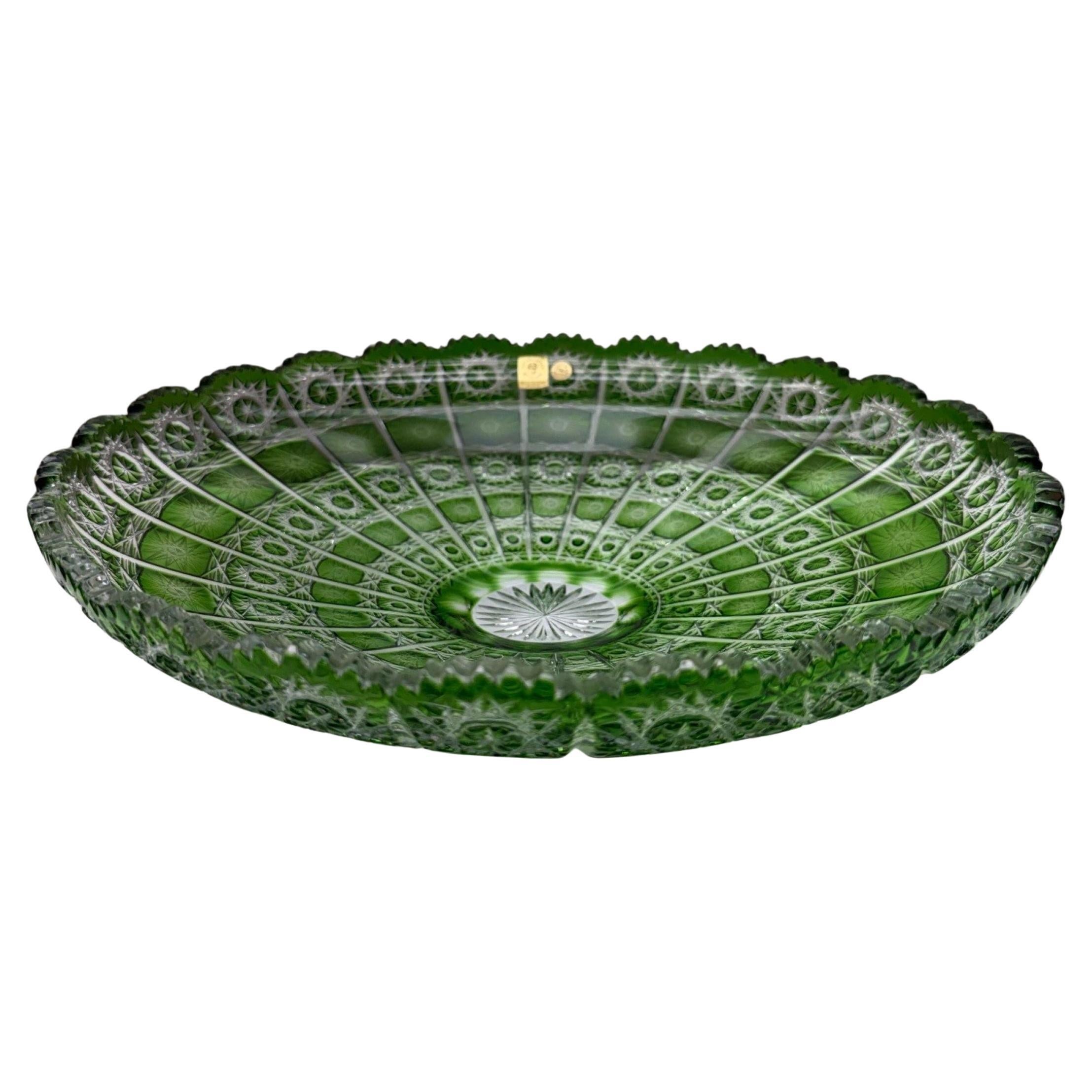Hand Cut Lead Crystal Fruit Bowl by Caesar Crystal Bohemiae Co. Czech Republic For Sale