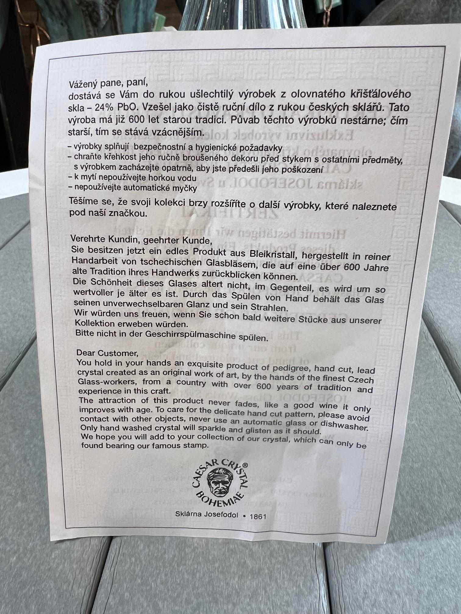 Grüner Dekanter aus handgeschliffenem Bleikristall von Caesar Crystal Bohemiae Co. Tschechisch. im Angebot 9