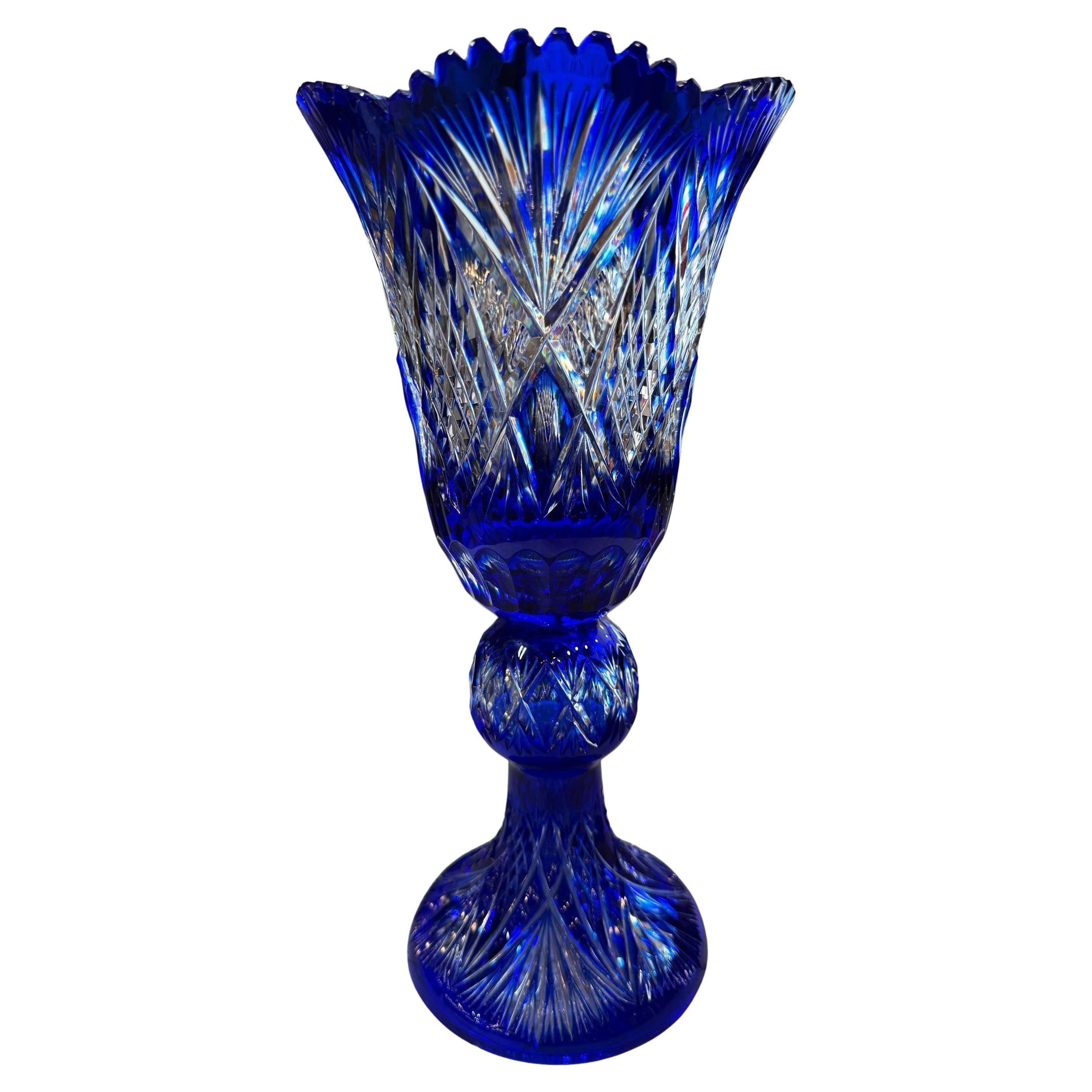 Jarrón Pedestal de Cristal de Plomo Tallado a Mano, Compota de Caesar Crystal Bohemiae Co.