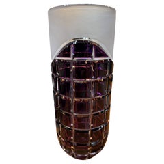 Vaso in cristallo viola al piombo tagliato a mano di Caesar Crystal Bohemia Co. Repubblica Ceca