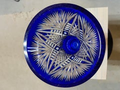 Hand Cut Lead Crystal Tall Pedestal Bowl Compote by Caesar Crystal Bohemiae Co.