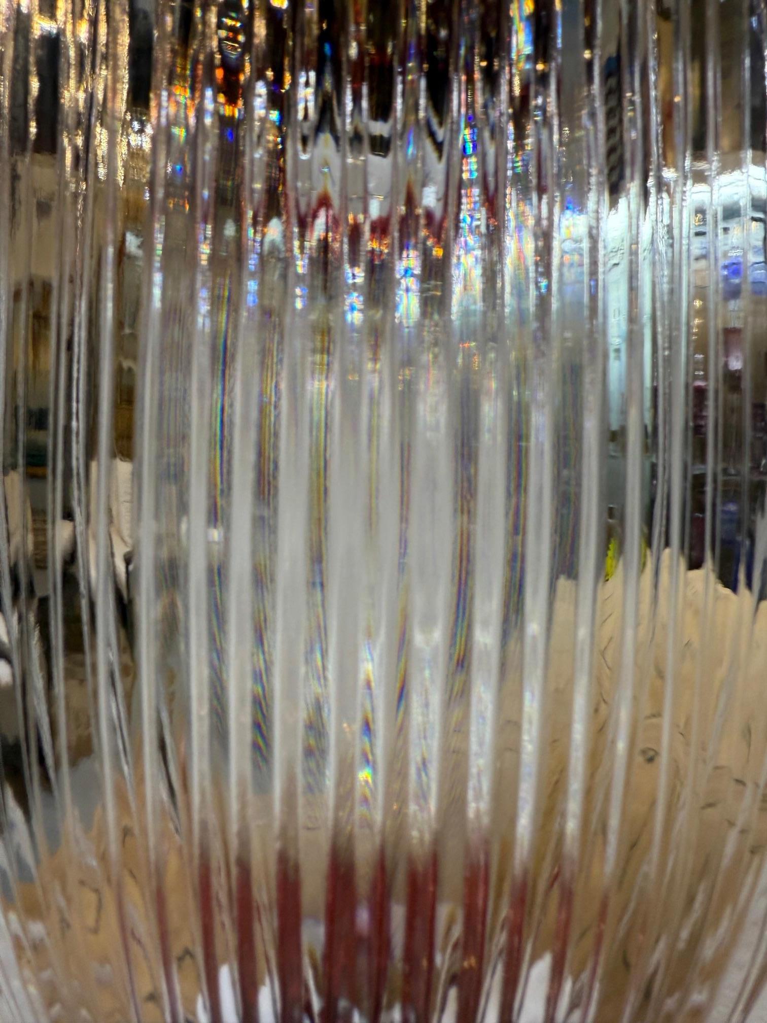 Hand Cut Lead Crystal Tall Pedestal Vase, Compote by Caesar Crystal Bohemiae Co. For Sale 7