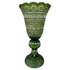 Jarrón alto con pedestal de cristal de plomo tallado a mano, Compota de Caesar Crystal Bohemiae Co.