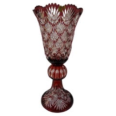 Jarrón alto con pedestal de cristal de plomo tallado a mano, Compota de Caesar Crystal Bohemiae Co.