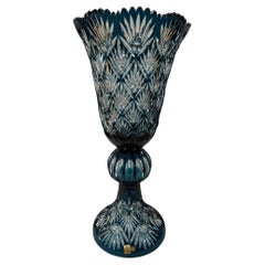 Jarrón alto con pedestal de cristal de plomo tallado a mano, Compota de Caesar Crystal Bohemiae Co.