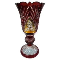Jarrón alto con pedestal de cristal de plomo tallado a mano, Compota de Caesar Crystal Bohemiae Co.