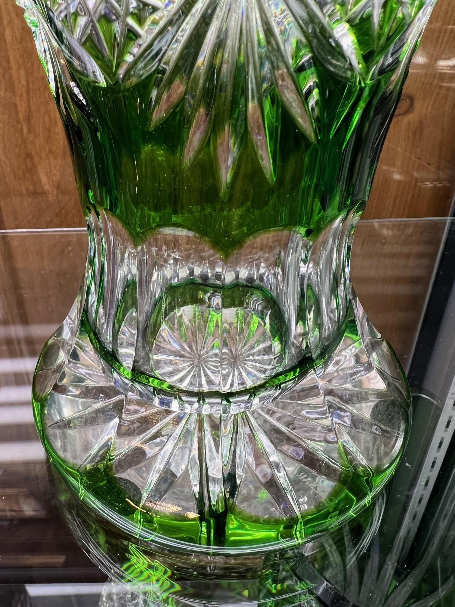  Hand Cut Lead Crystal Vase by Caesar Crystal Bohemiae Co. Czech.   For Sale 7