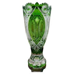 Antique  Hand Cut Lead Crystal Vase by Caesar Crystal Bohemiae Co. Czech.  