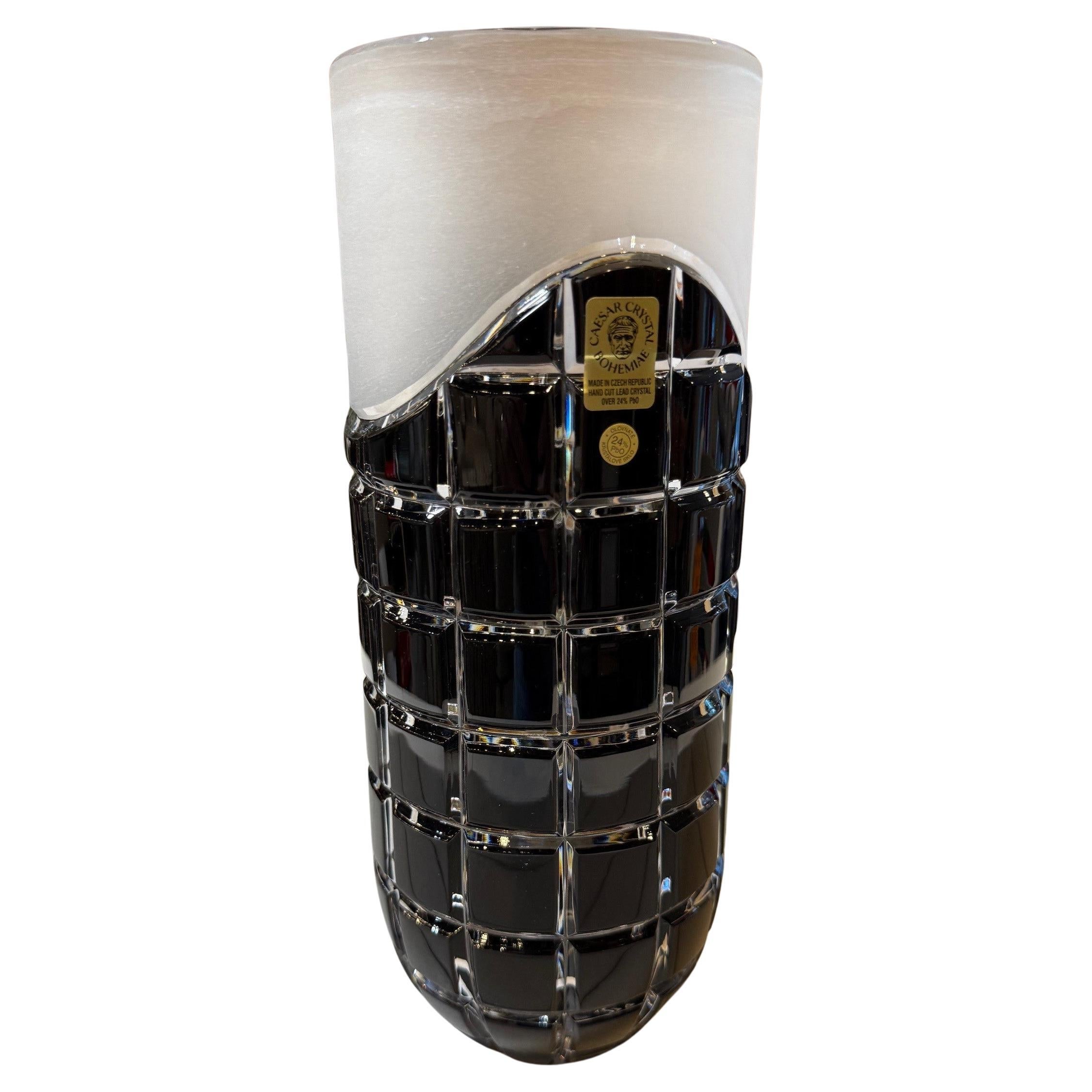 Handgeschnittene Bleikristallvase von Caesar Crystal Bohemiae Co. Tschechische Republik
