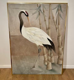 Arte da parete della gru in pelle scamosciata tagliata a mano in edizione limitata 46/250