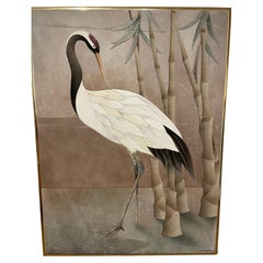 Hand-Cut Limited Edition Suede Cut Leather Crane Wall Art 46/250