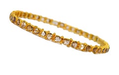 Rough Cut Natural Diamond 18 Karat Yellow Gold Bangle Bracelet