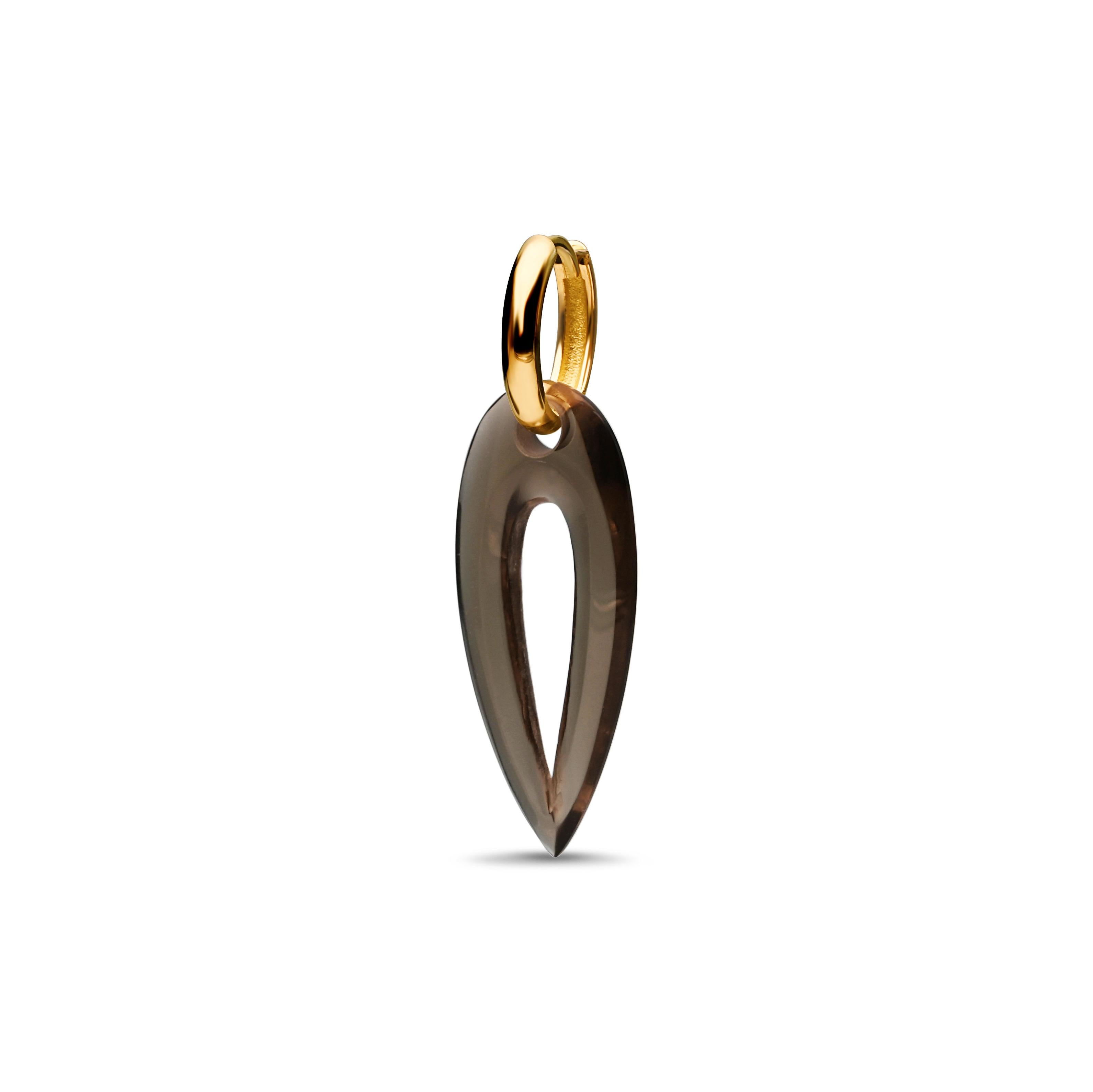 Hand cut smokey topaz  Medium Seeker drops hang gently from 18K gold custom made huggie hoop. Earrings are light for everyday wear, and a perfect choice for day-to-night styling. 

Seeker Earrings symbolize the spirit of exploration and the pursuit