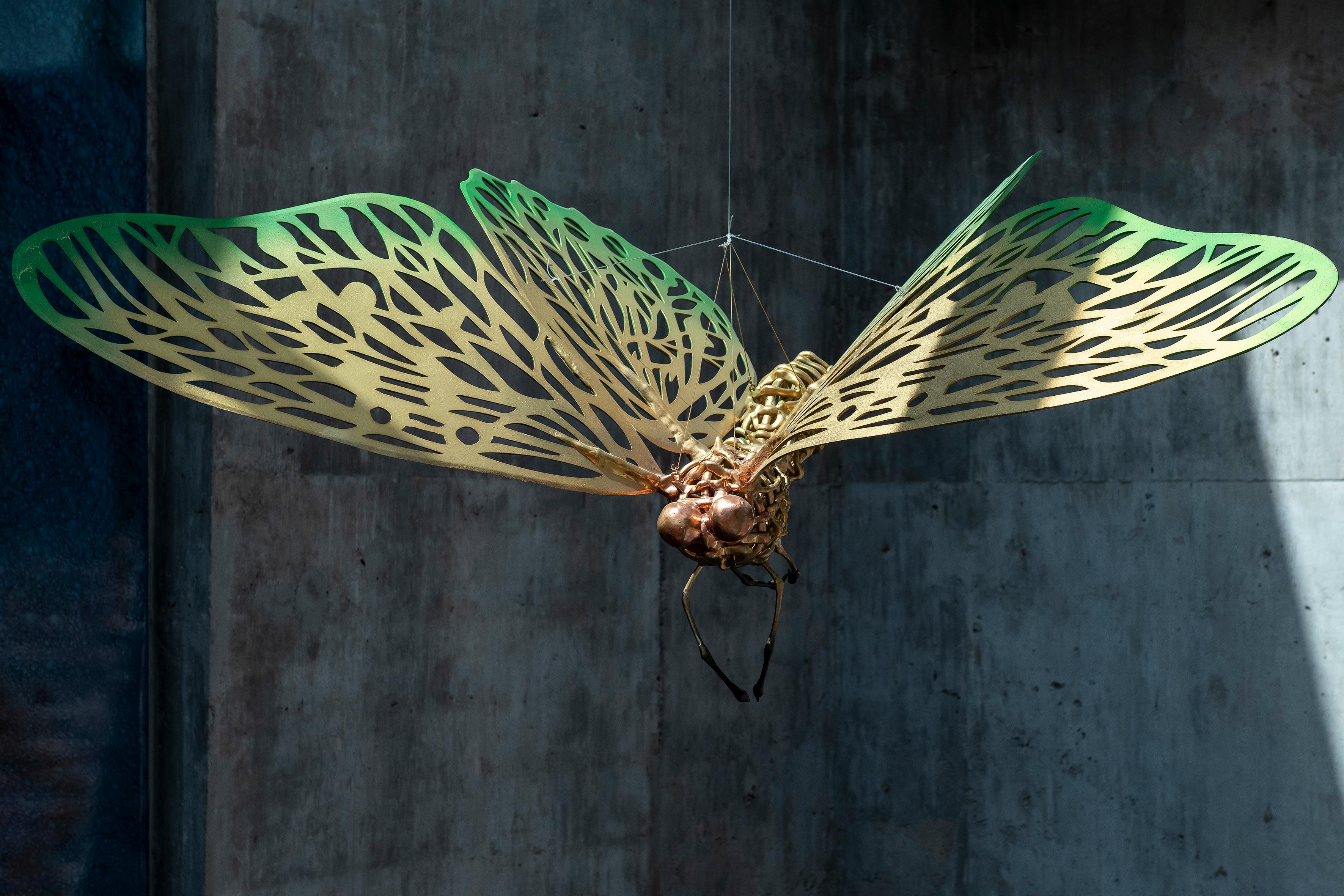 Handcut wood and epoxy butterfly by Andrés Paredes, Argentina, 2018.

