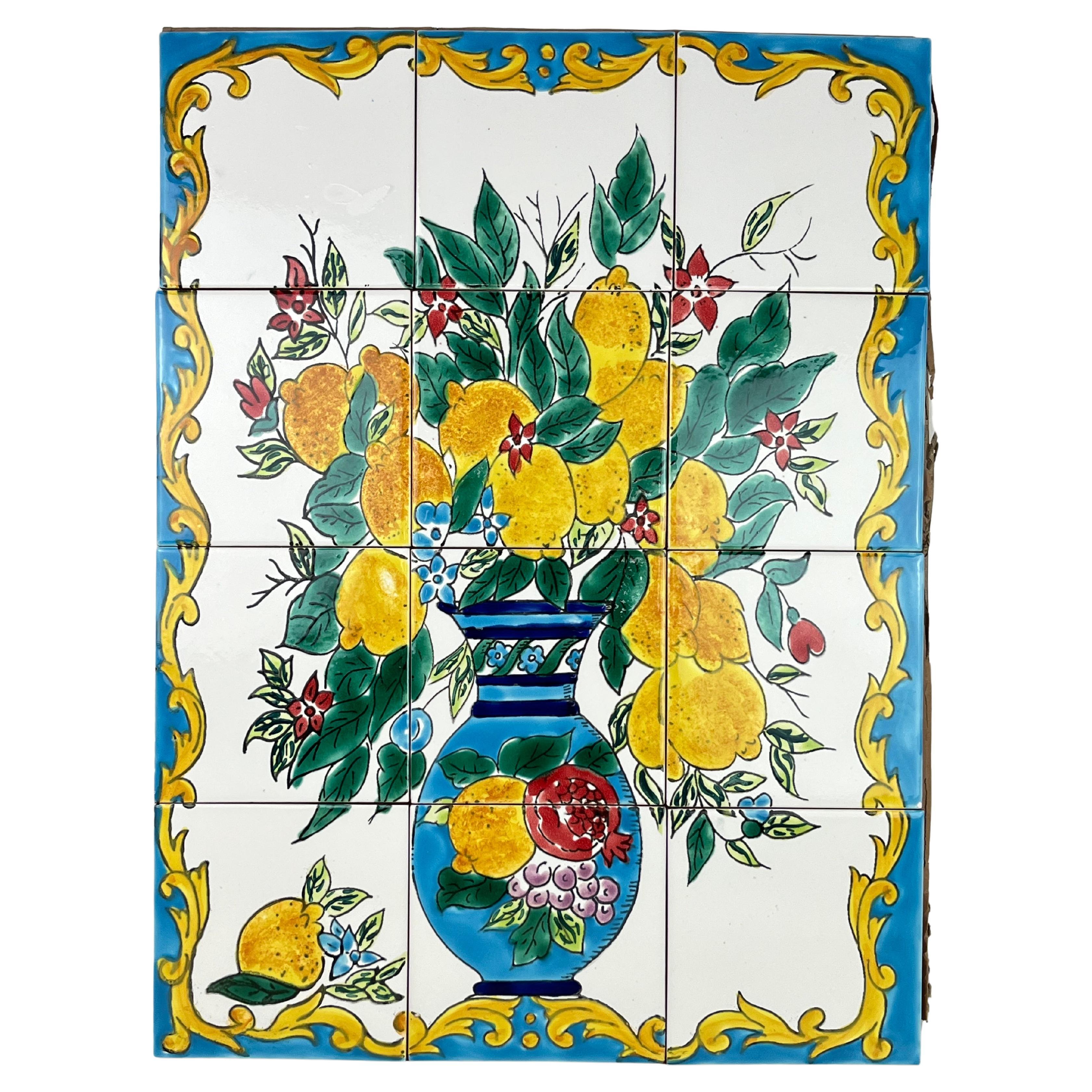 Hand-decorated Ceramic Panel 60 x 45 cm, Italy, 1980s For Sale