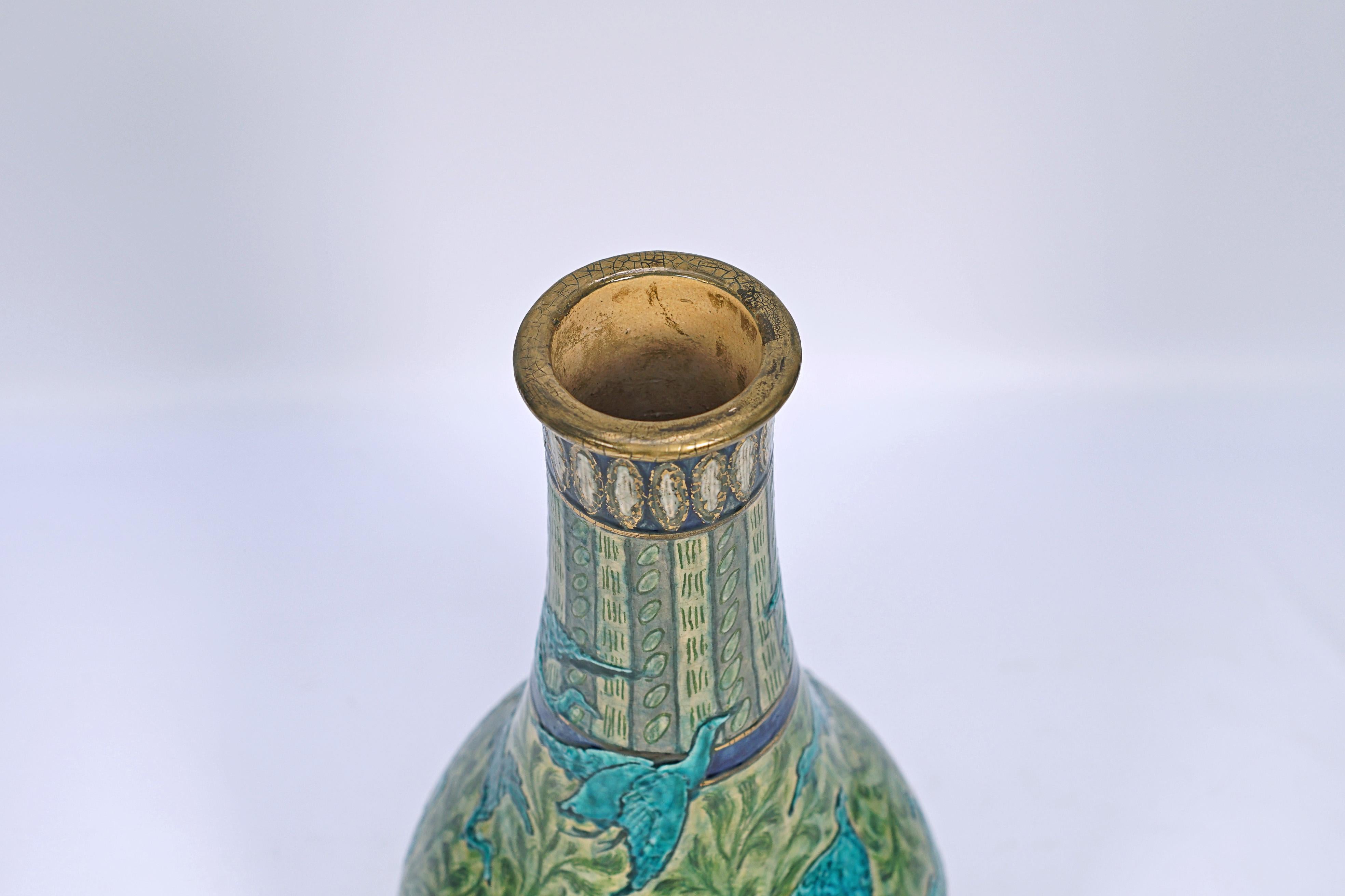 Hand-decorated ceramic with gilt reflections, monogrammed, signed and with inventory paper labels, by André Methey (1871-1920).

France, circa 1910.
