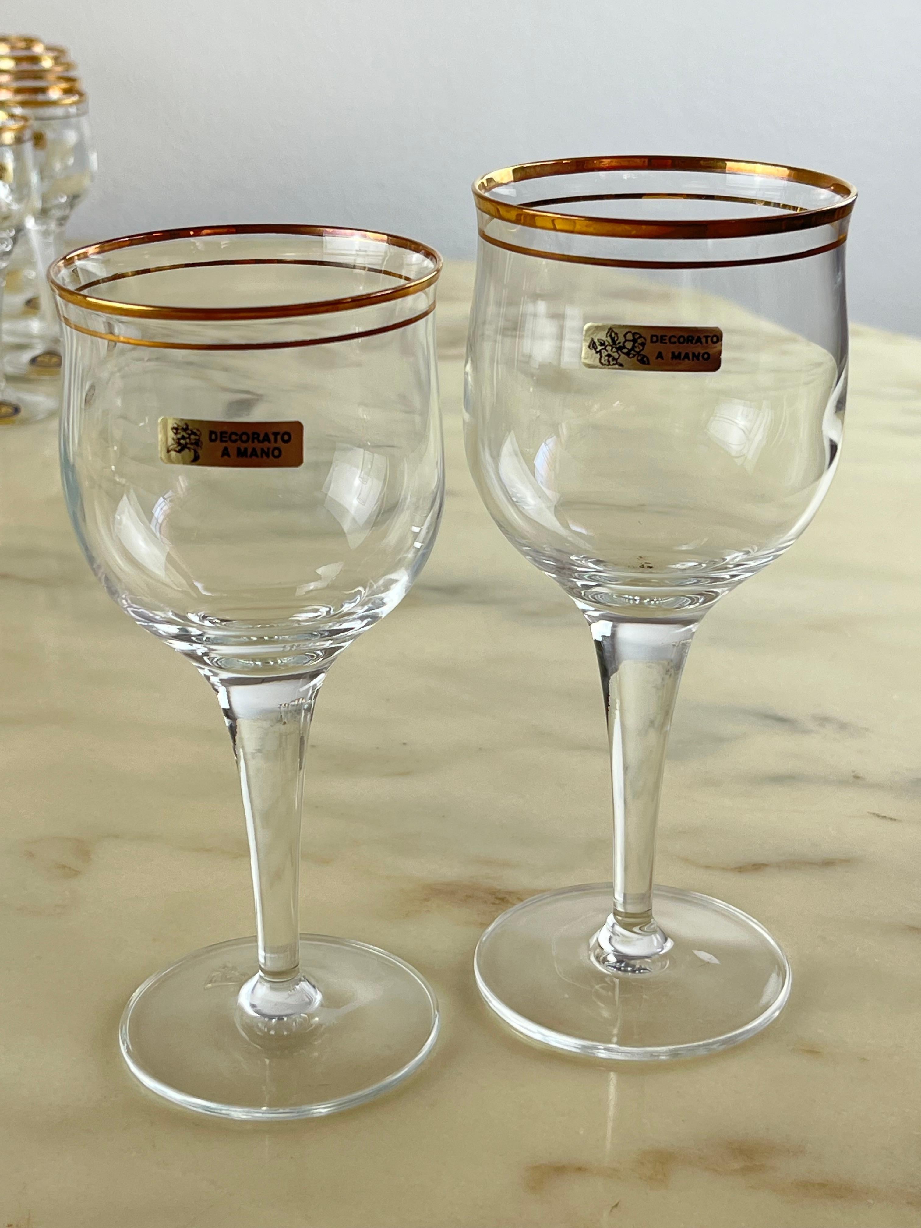 Hand-decorated crystal glass set, Italy, 1950s, 48 pieces For Sale 2