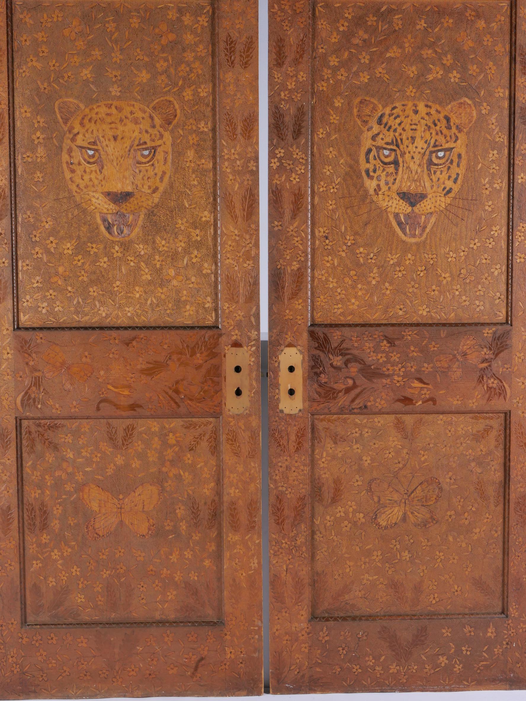 American Hand-decorated doors, a pair For Sale