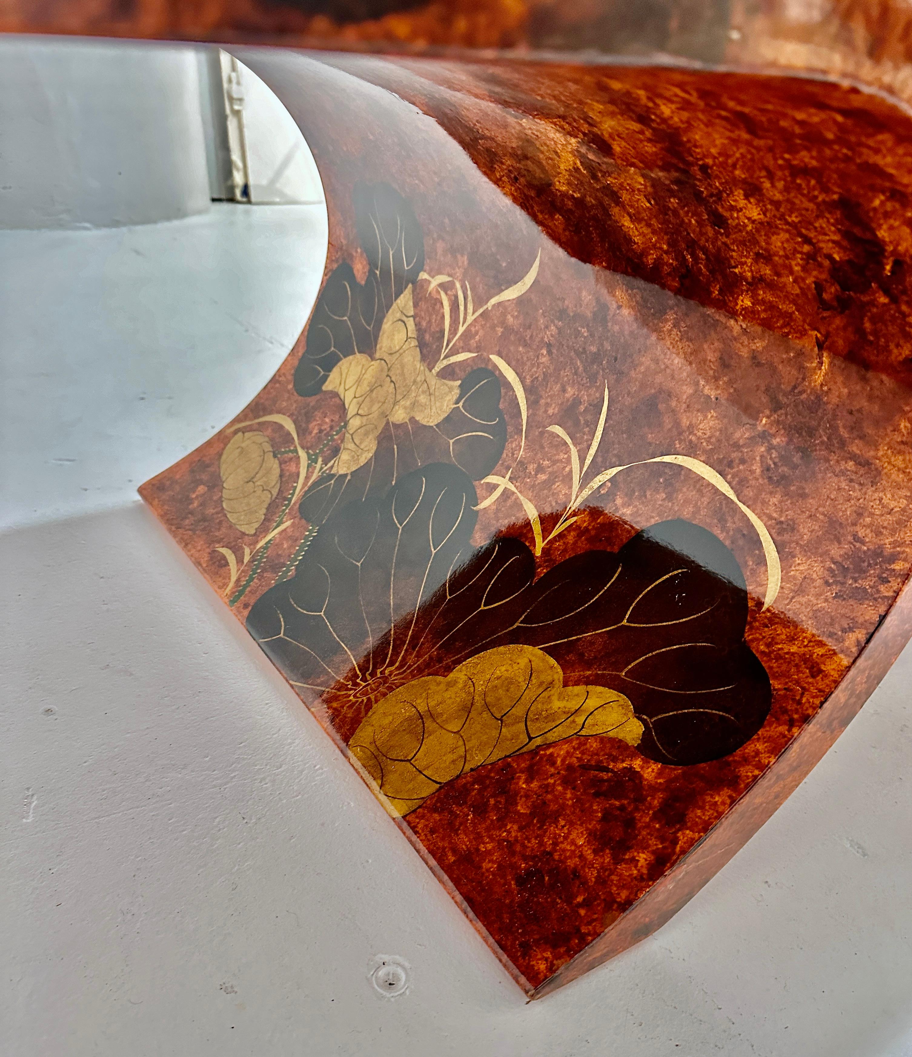 Hand Decorated Lacquer on Wood Cocktail Table, c 1980s For Sale 3