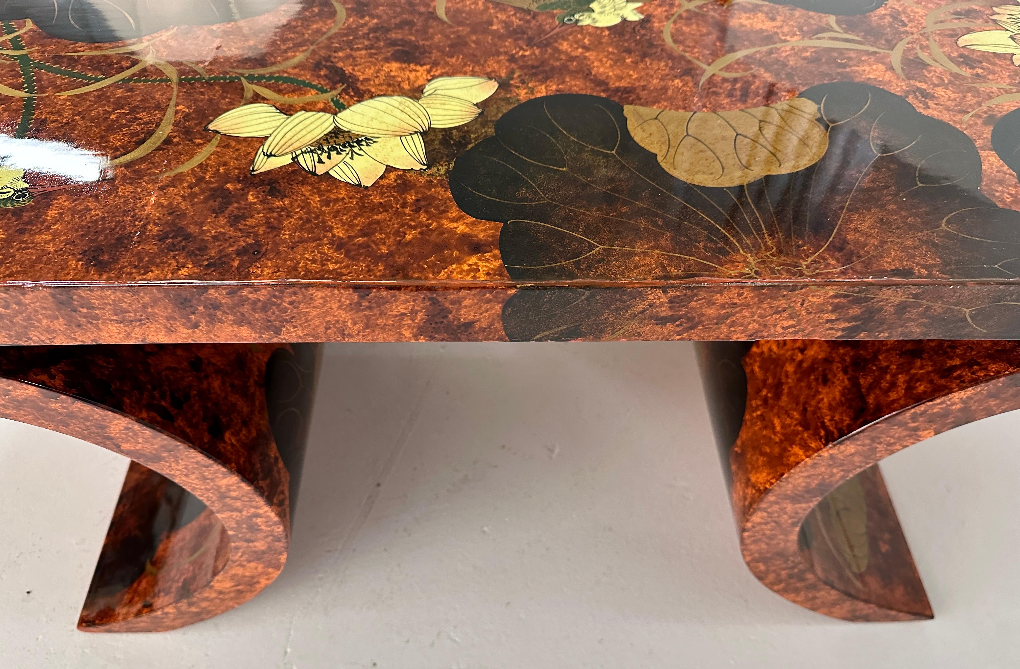 Late 20th Century Hand Decorated Lacquer on Wood Cocktail Table, c 1980s