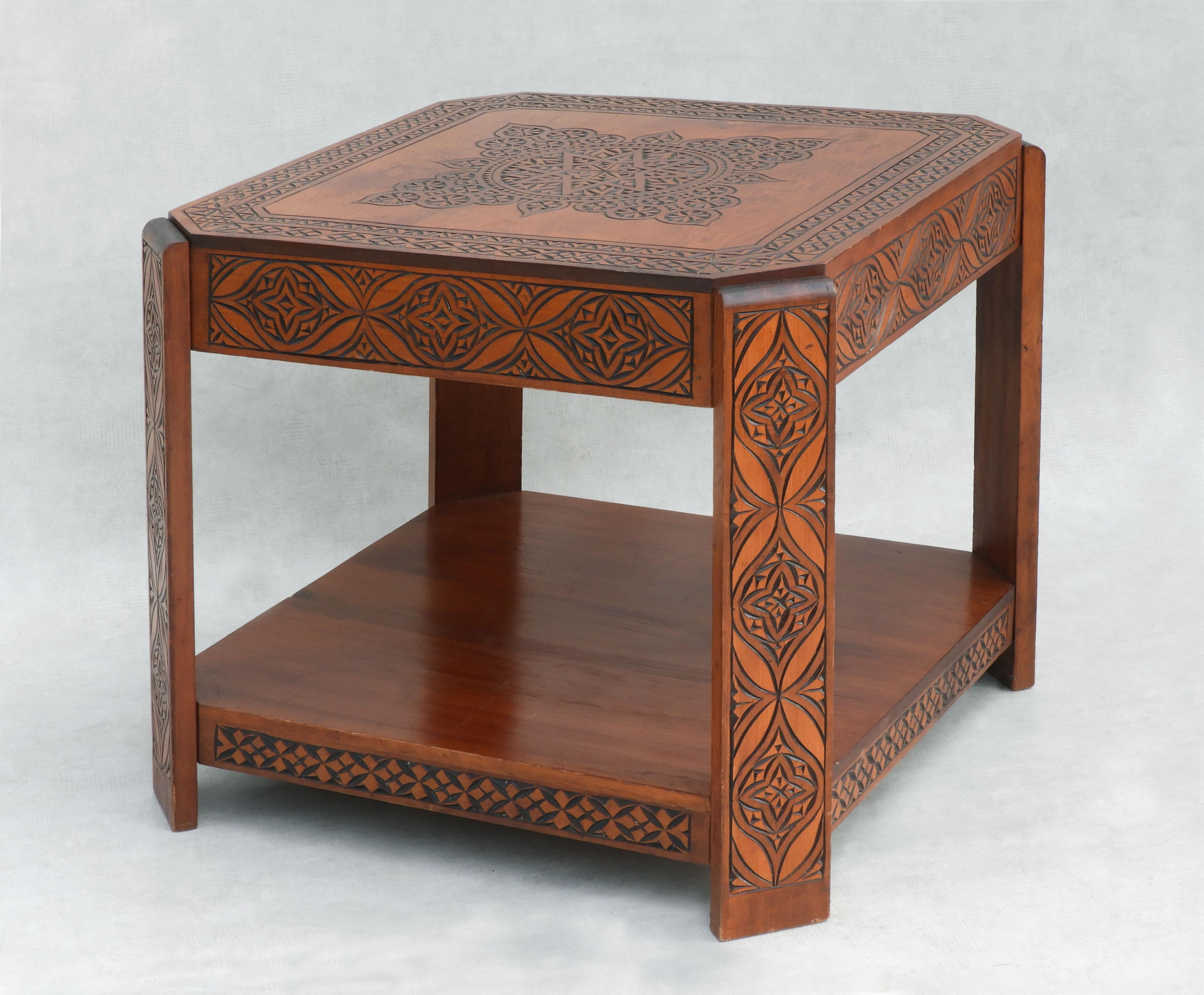 Moorish Hand Decorated Mid Century Moroccan Coffee Table c1950 For Sale